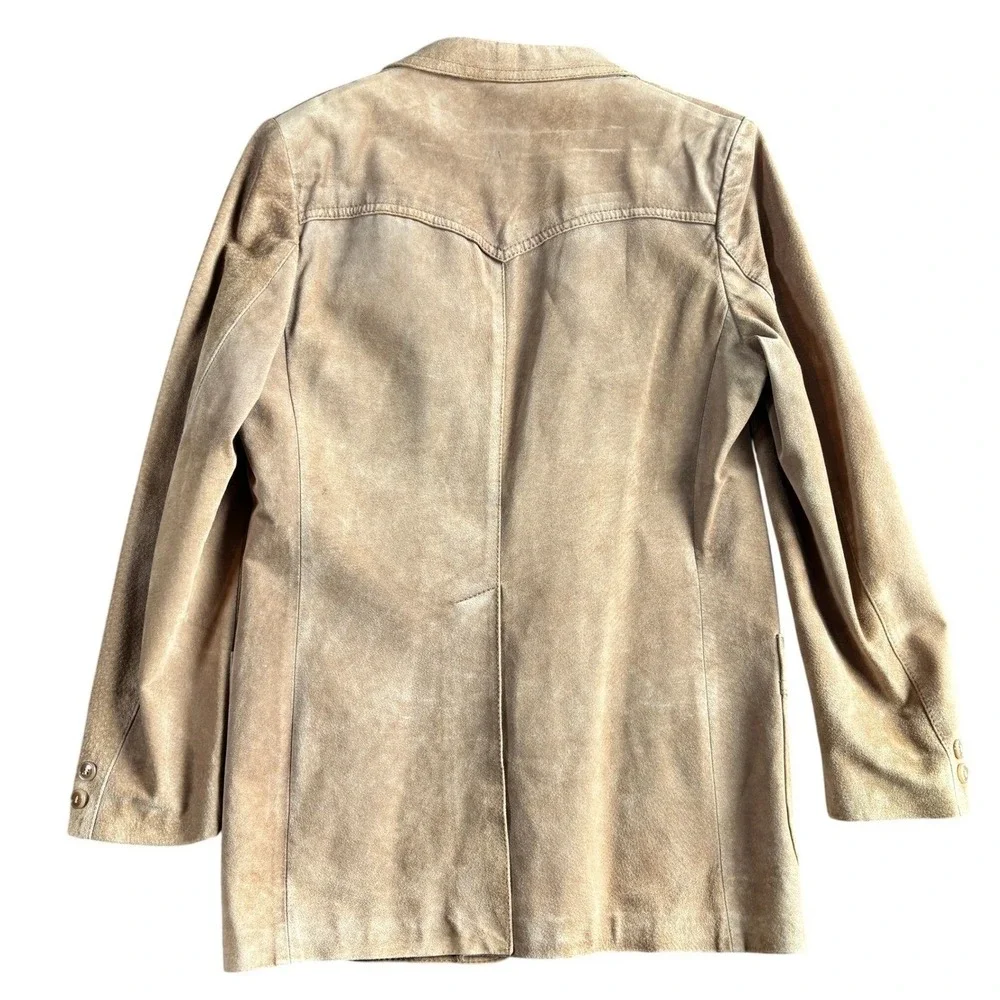 L. Virany Mens Vtg Tan Suede Leather Western Blazer Cowboy Core Coat  Size 42 L